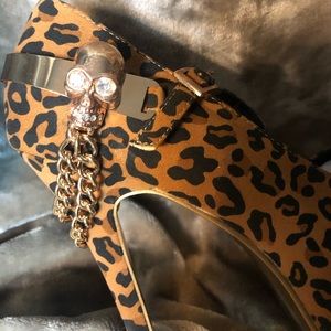 Alba Shoes - Skull Rhinestone Leopard Mary Jane Alba Shoes - Skull Rhinestone Leopard Mary Jane